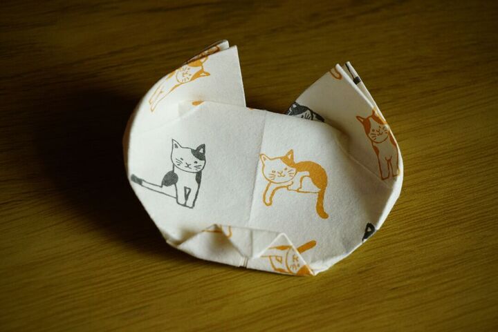 An origami cat face
