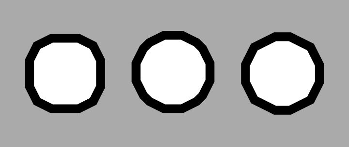 3 circle like shapes with variations