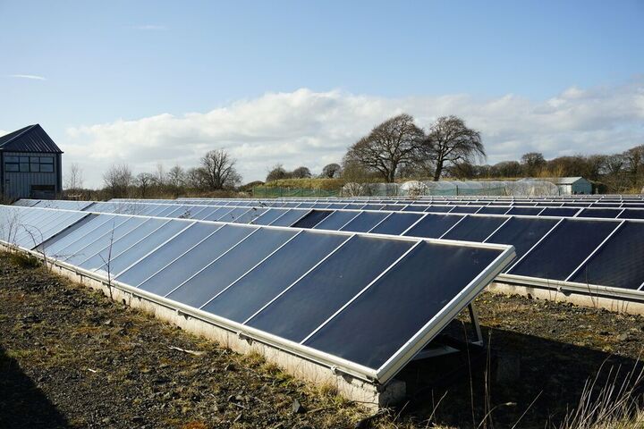 A large solar panel array