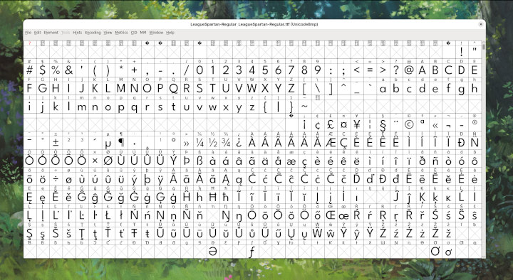 A desktop running fontforge.